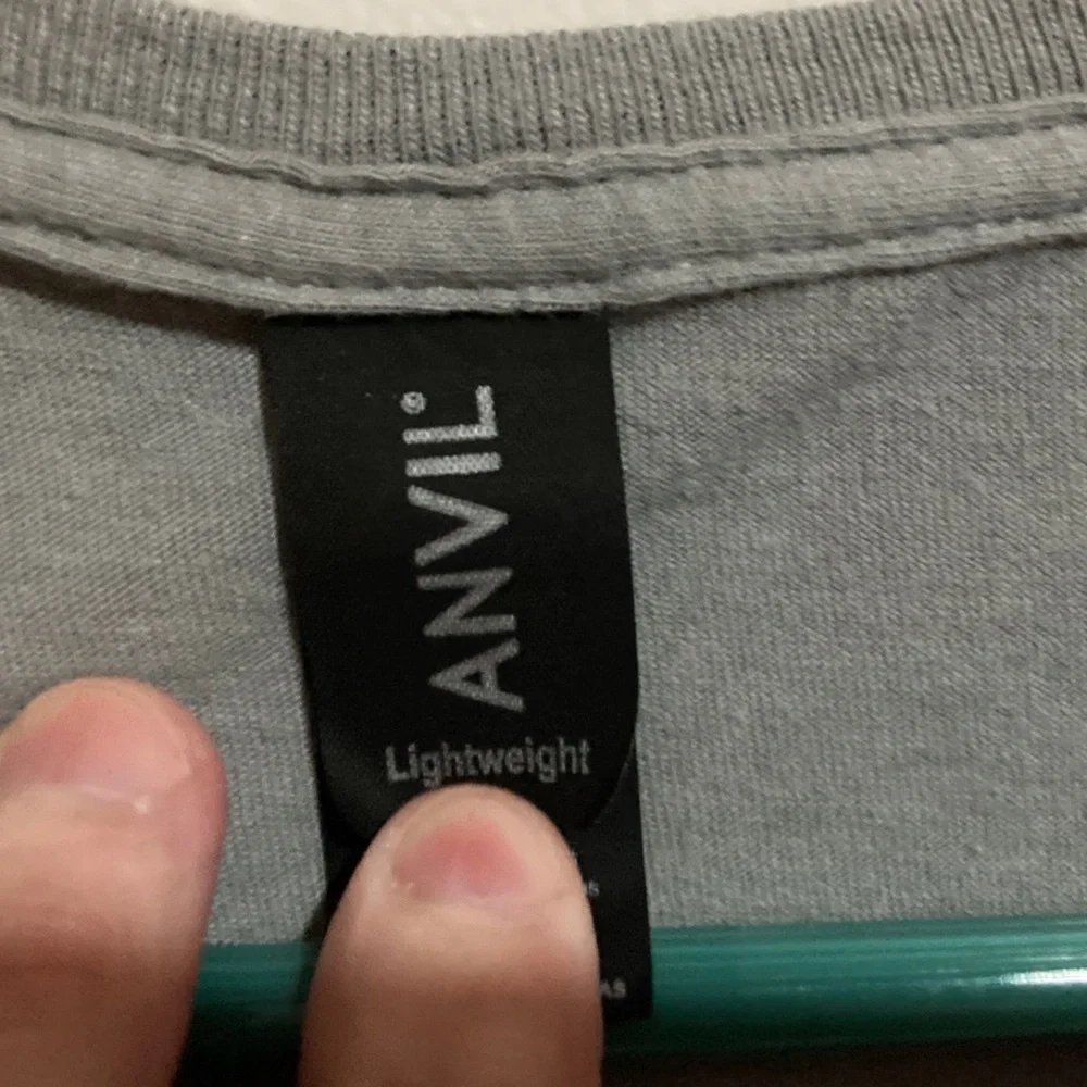 Anvil Gray Tee with Pink and Green Print